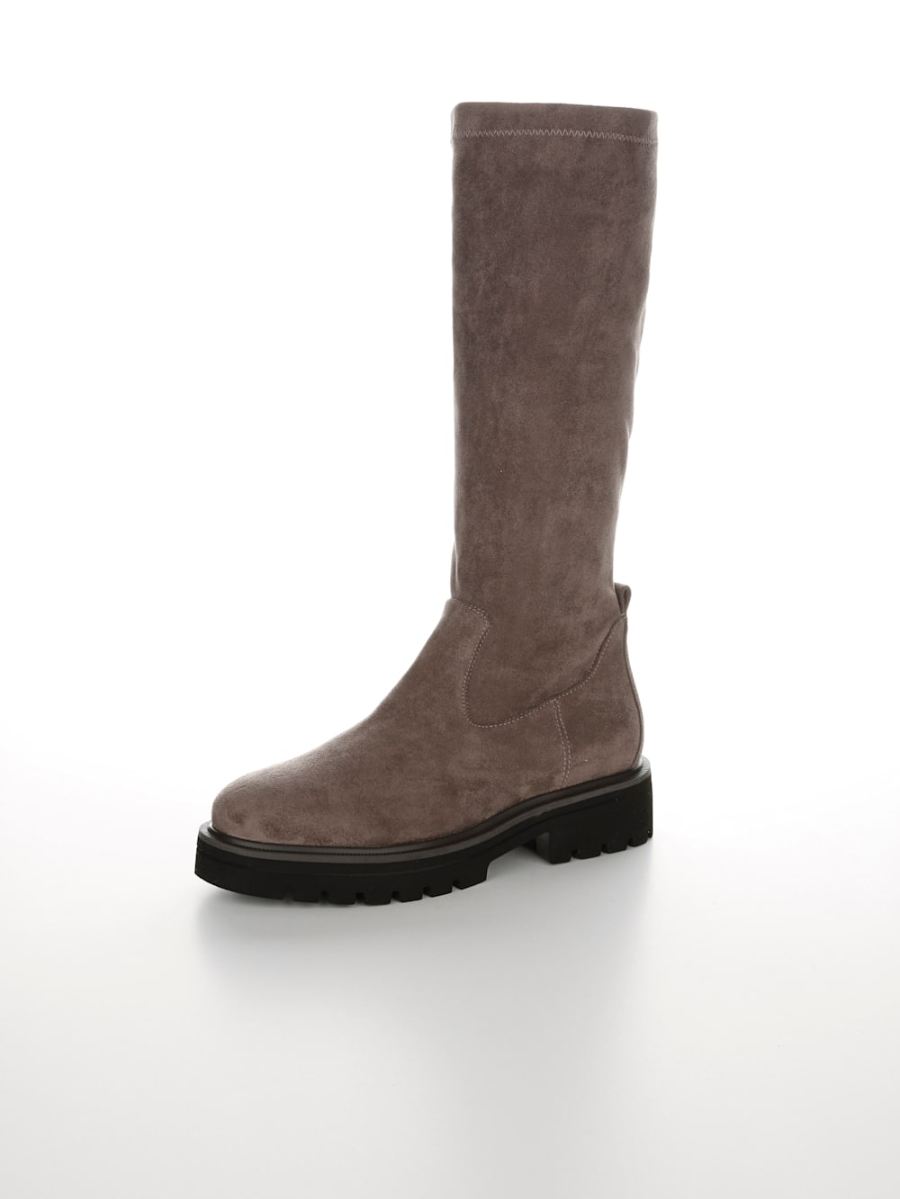 Vamos | Fur Damen Stiefel in Velouroptik - Taupe