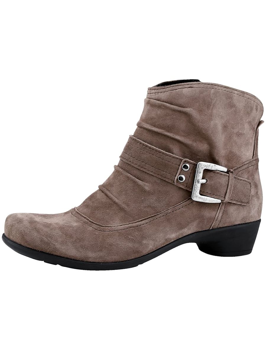 Vamos | Fur Damen Stiefelette mit modischer Zierschnalle - Taupe