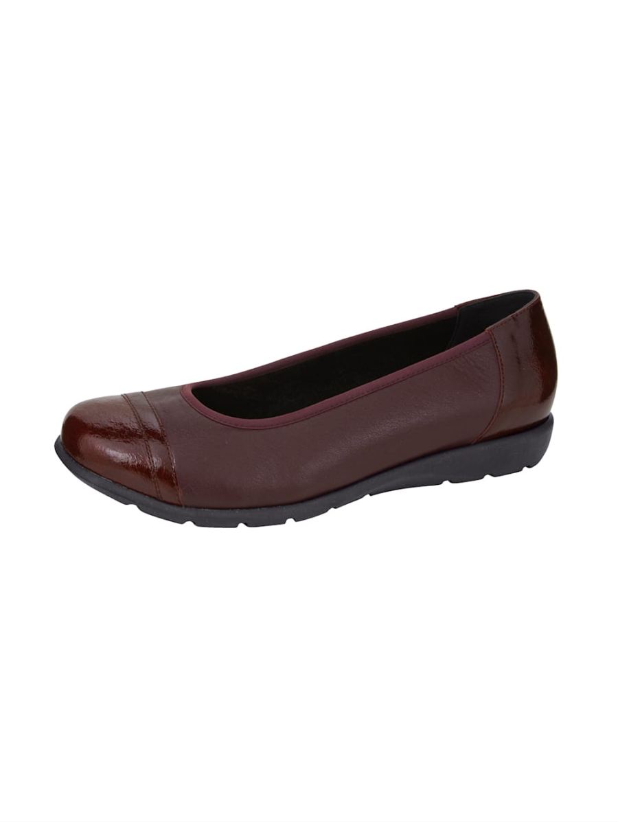 Vamos | Fur Damen Ballerina in tollem Leder-Mix - Bordeaux