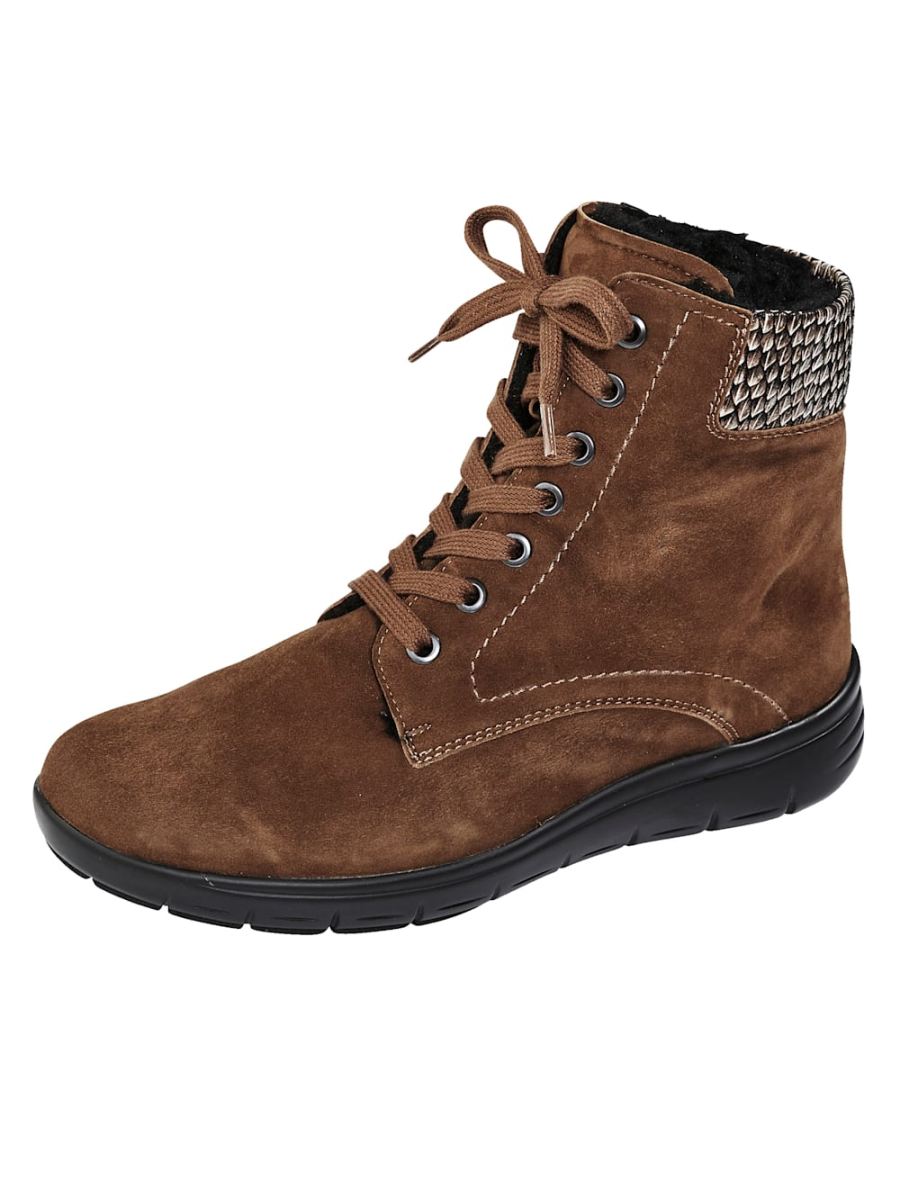 Vamos | Fur Damen Schnurstiefelette mit Shock-Absorber - Cognac