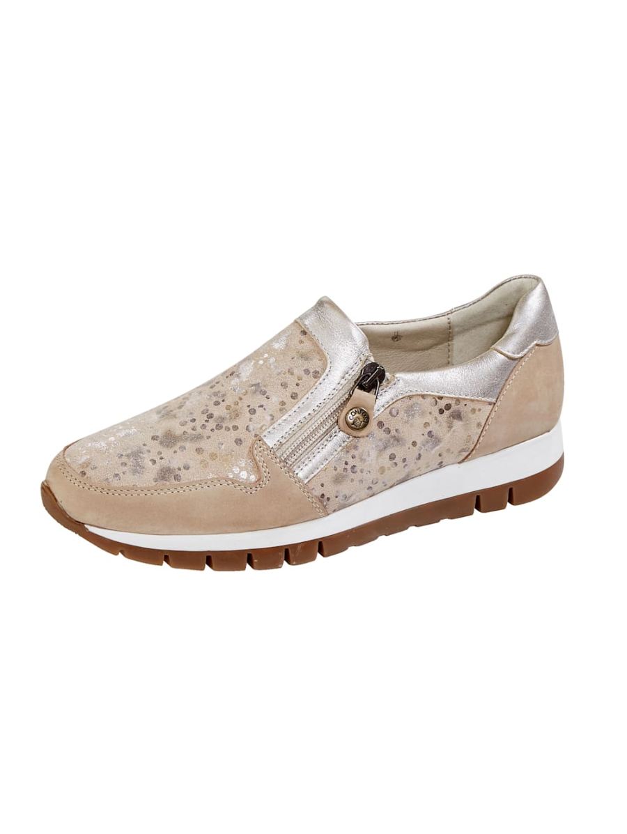 Vamos | Fur Damen Slipper mit seitlichem Reissverschluss - Beige