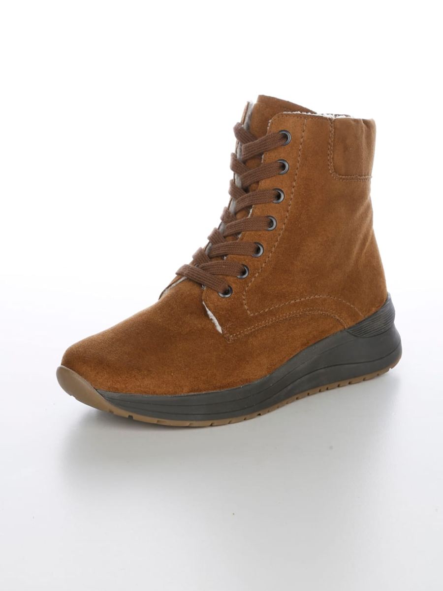 Vamos | Fur Damen Schnurstiefelette mit Shock-Absorber - Cognac