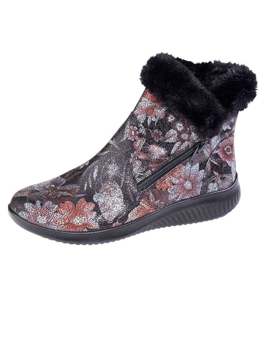 Vamos | Fur Damen Stiefelette in floraler Optik - Multicolor