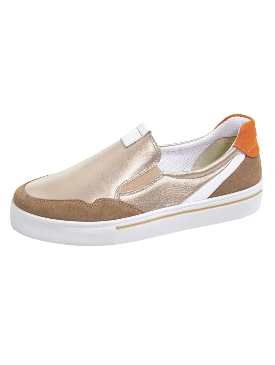 Vamos | Fur Damen Slipper in Metallic Optik - Taupe