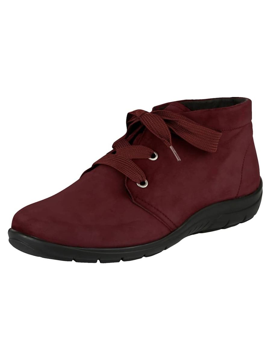 Vamos | Fur Damen Schnurstiefelette aus weichem Leder - Bordeaux