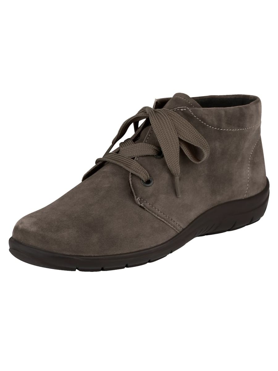 Vamos | Fur Damen Schnurstiefelette aus weichem Leder - Taupe