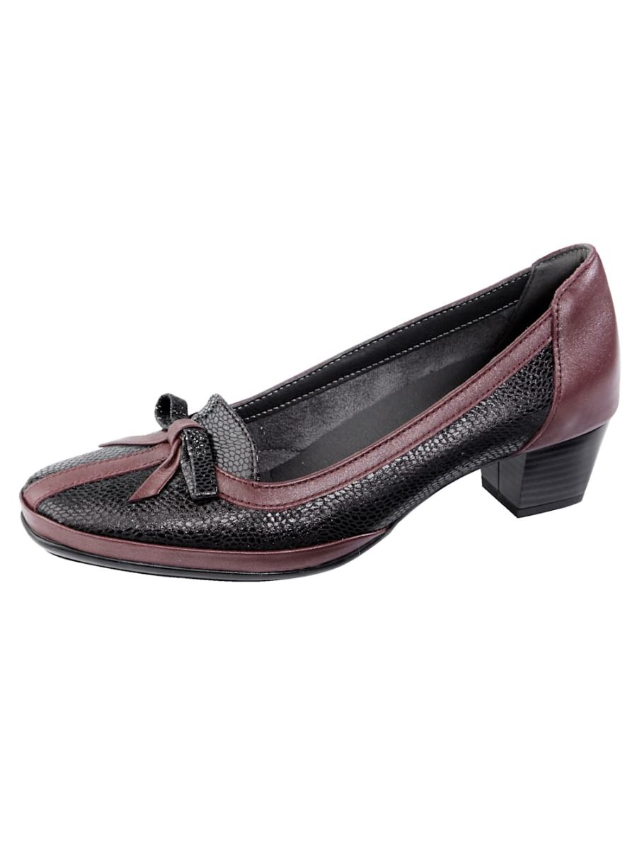 Vamos | Fur Damen Pumps aus superflexiblem Leder - Schwarz-Bordeaux