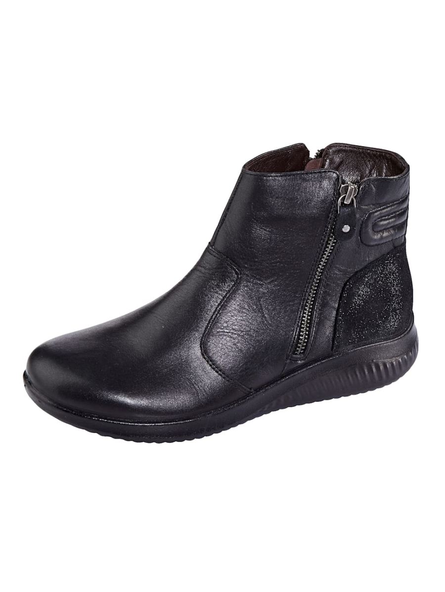 Vamos | Fur Damen Stiefelette mit Lammfellfutter - Schwarz