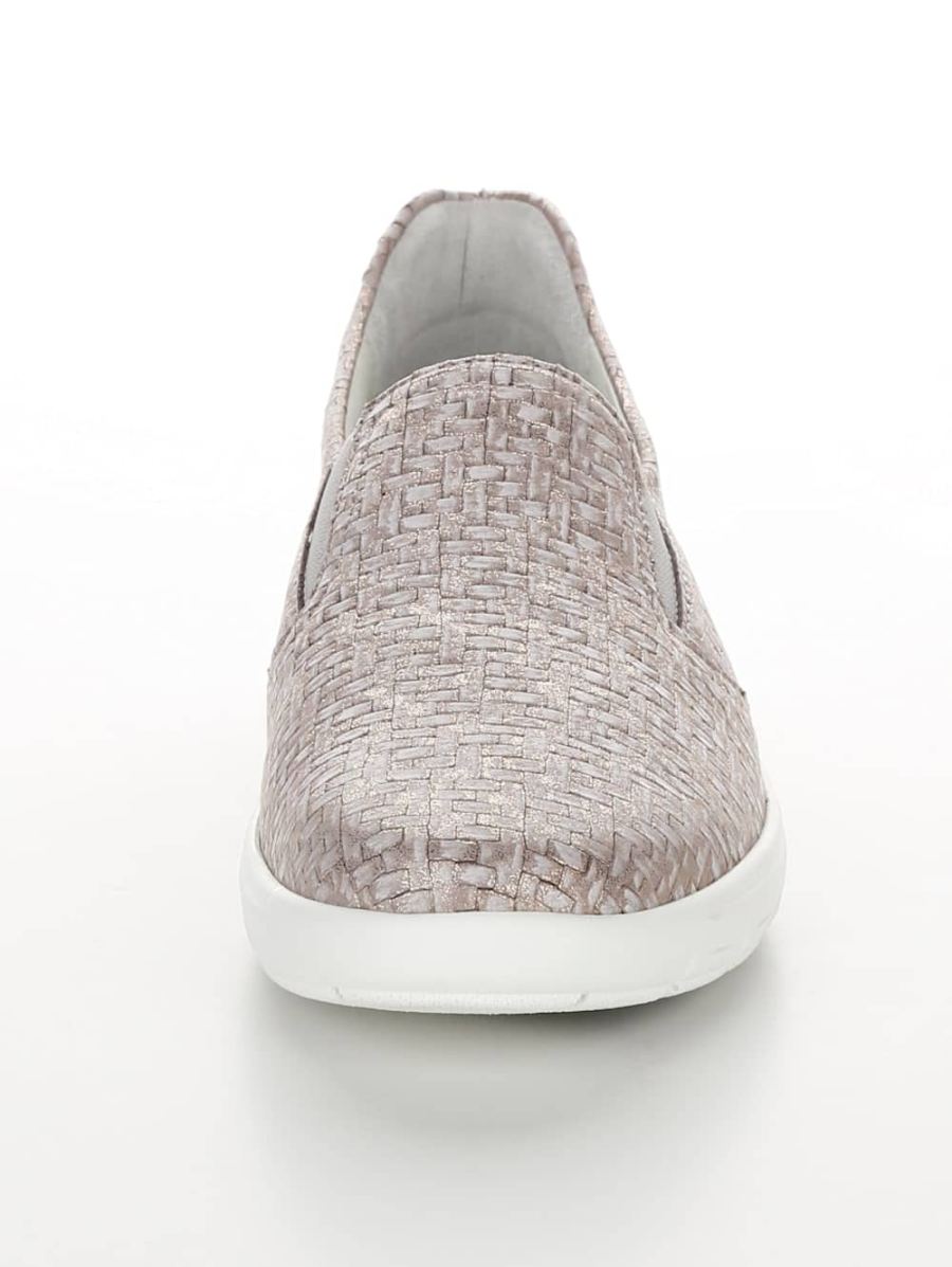 Vamos | Fur Damen Slipper mit seitlichen Elastikeinsatzen - Taupe