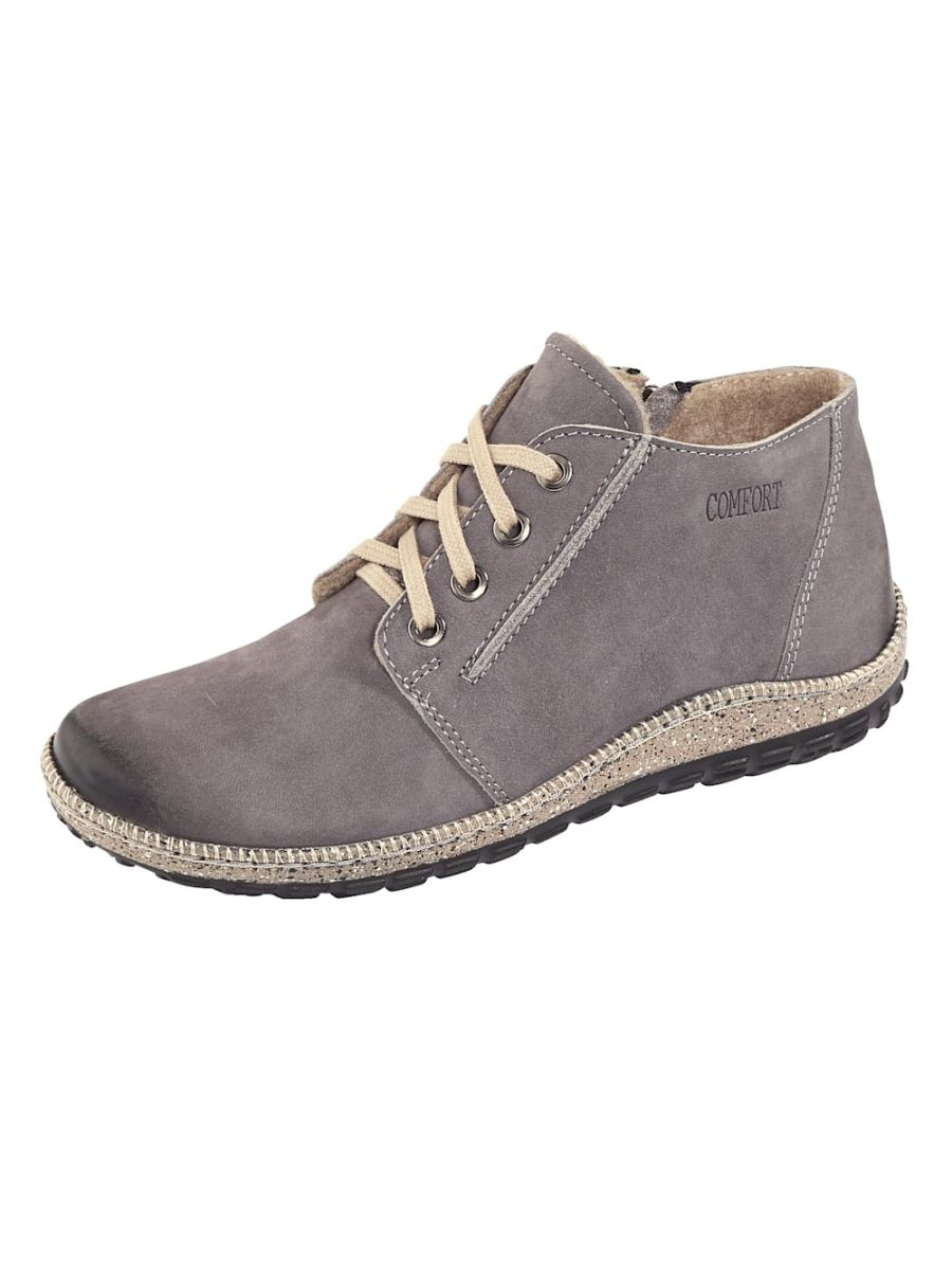 Vamos | Fur Damen Stiefelette aus weichem Leder - Grau