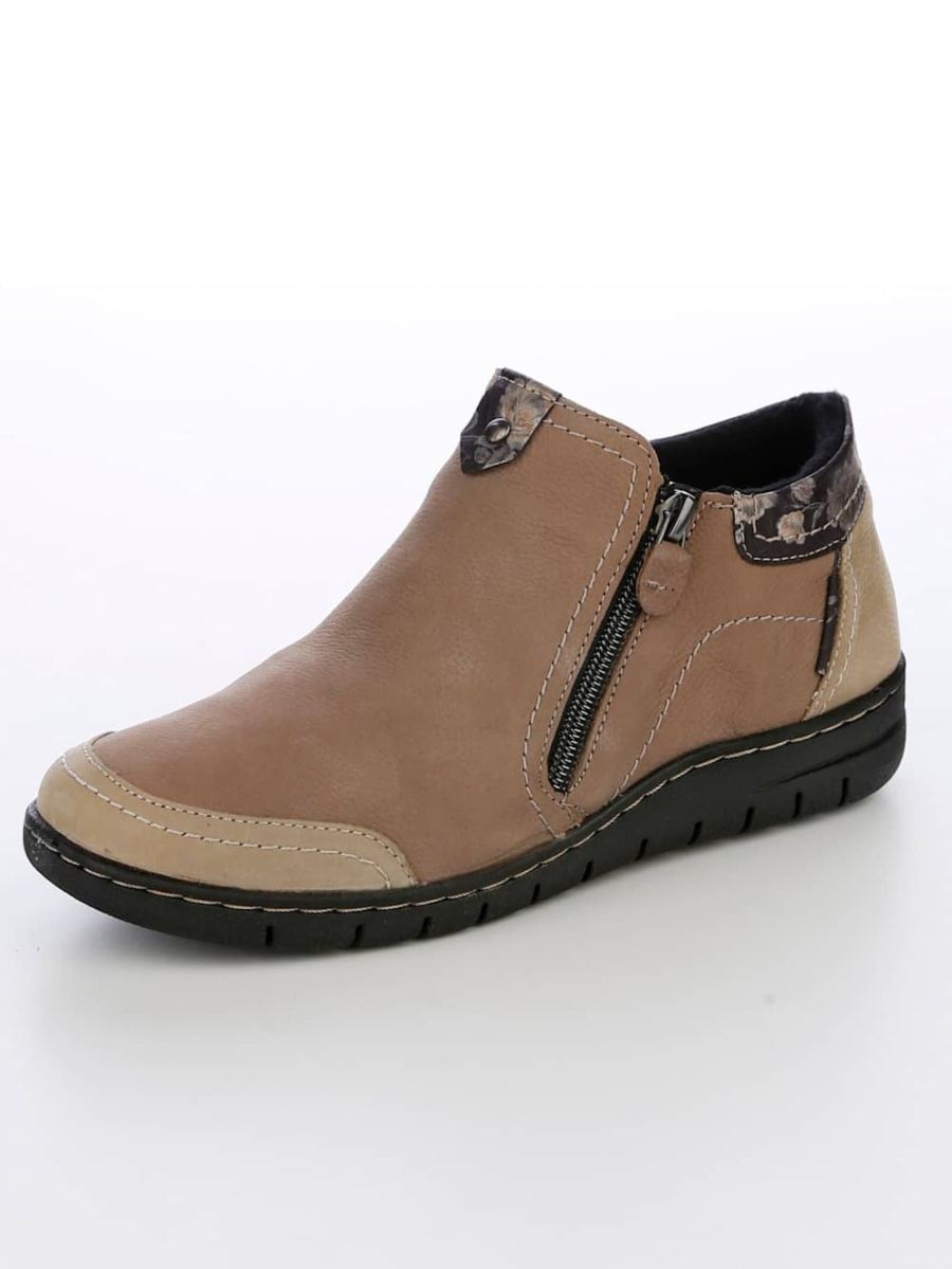 Vamos | Fur Damen Stiefelette mit Elasteinsatz - Taupe