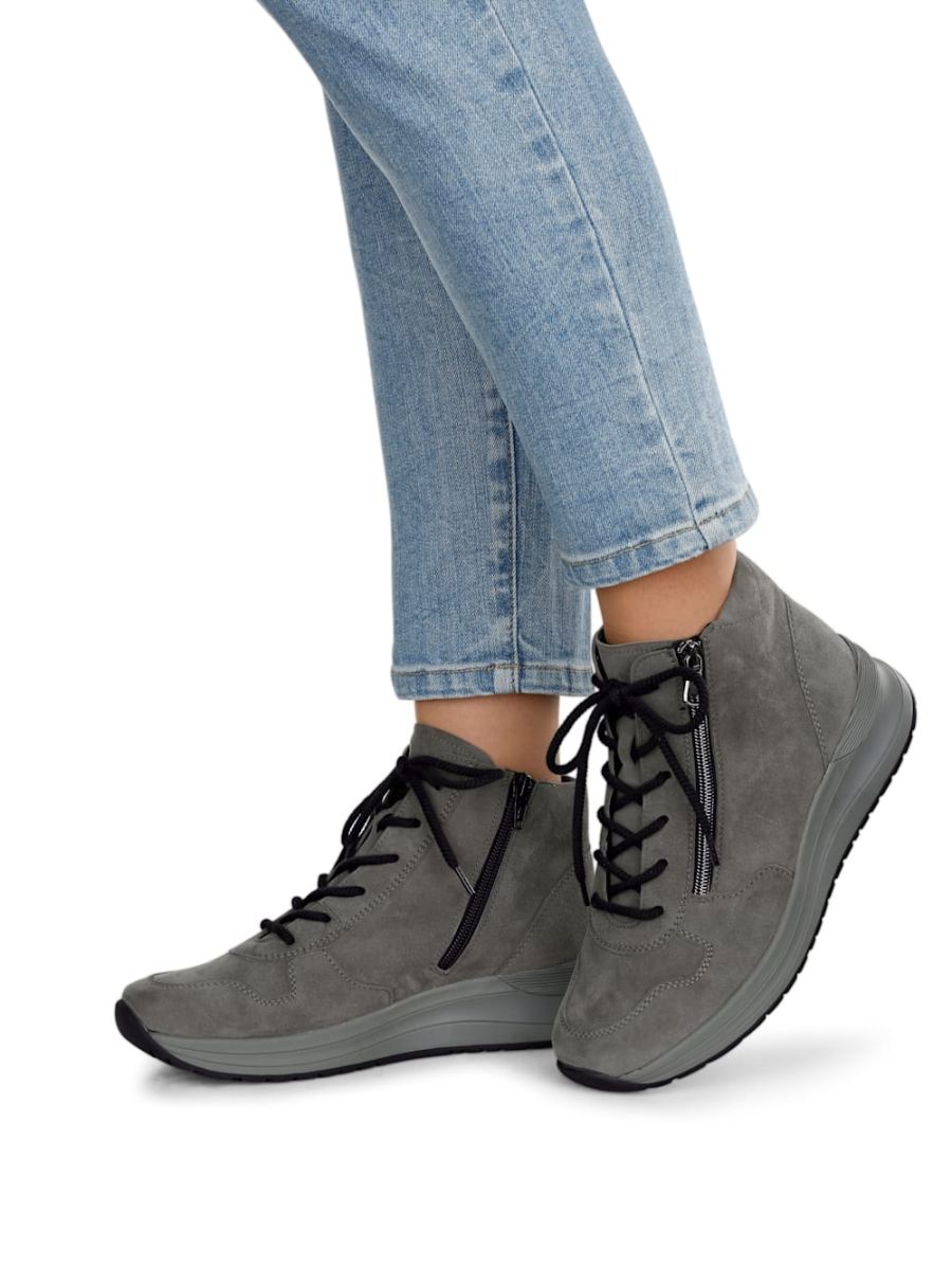 Vamos | Fur Damen Schnurstiefelette mit Shock-Absorber - Grau