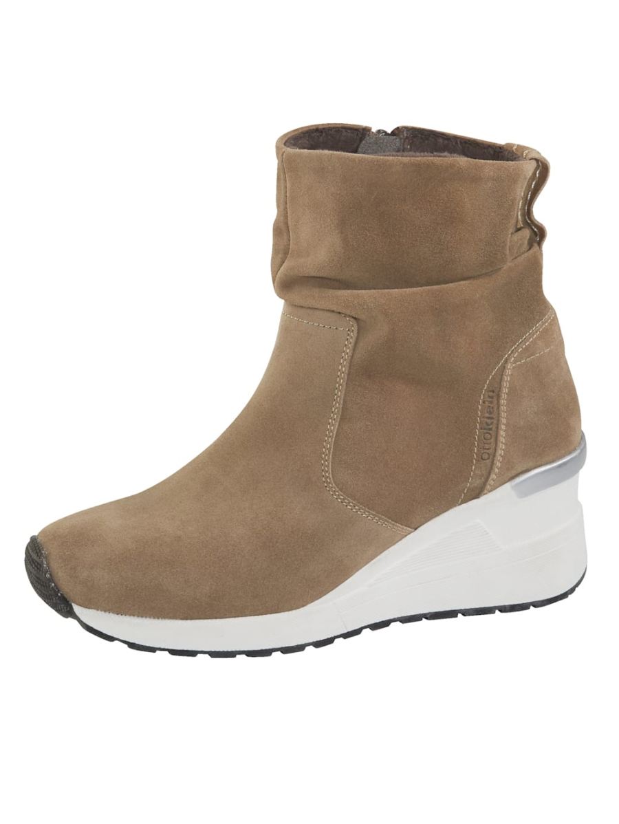 Vamos | Fur Damen Stiefelette mit bequemem Keilabsatz - Taupe