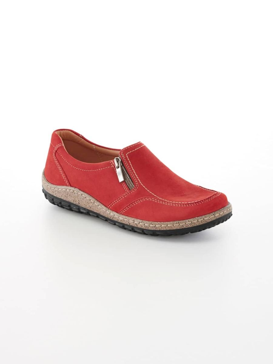 Vamos | Fur Damen Slipper mit Reissverschlussen - Rot