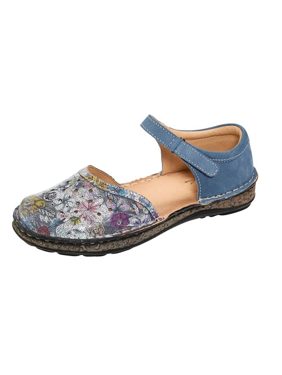 Vamos | Fur Damen Slipper mit sommerlicher Lochung - Blau