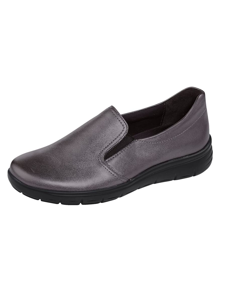 Vamos | Fur Damen Slipper mit Shock-Absorber - Silbergrau