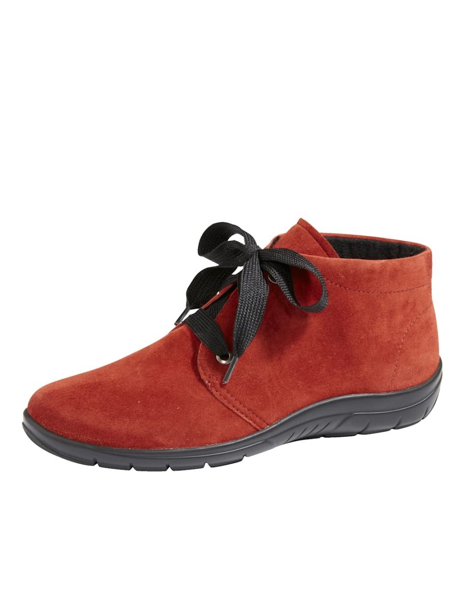 Vamos | Fur Damen Schnurstiefelette aus weichem Leder - Rot