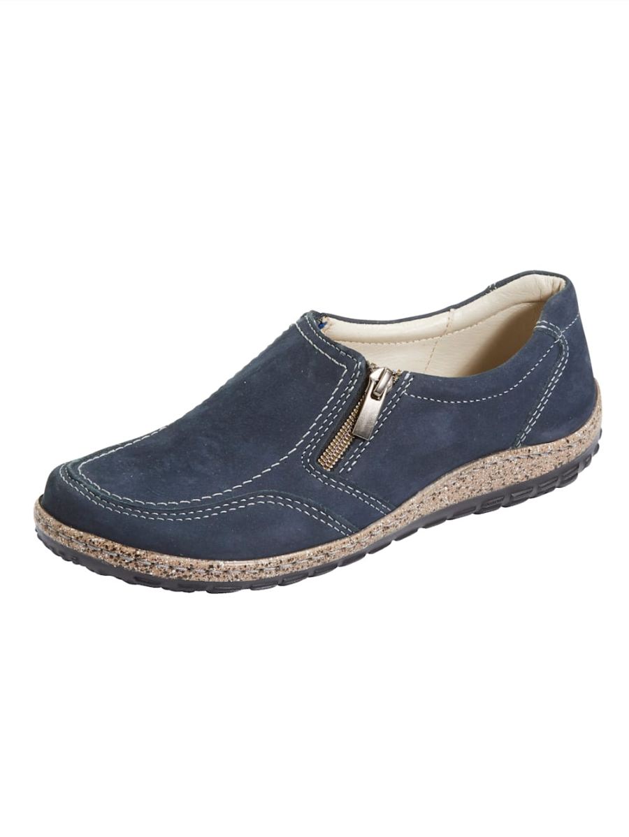 Vamos | Fur Damen Slipper mit Reissverschlussen - Blau