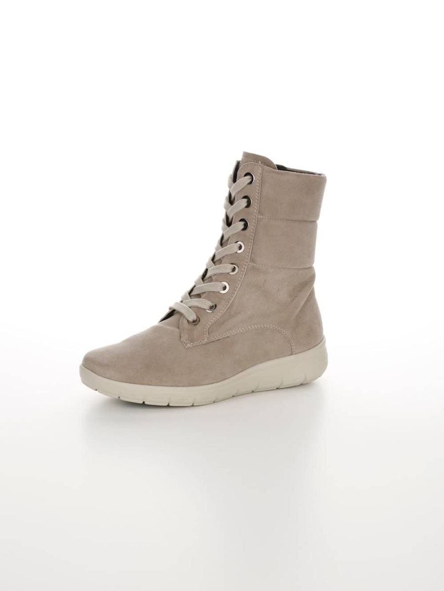 Vamos | Fur Damen Schnurstiefelette mit Luftpolsterlaufsohle - Taupe