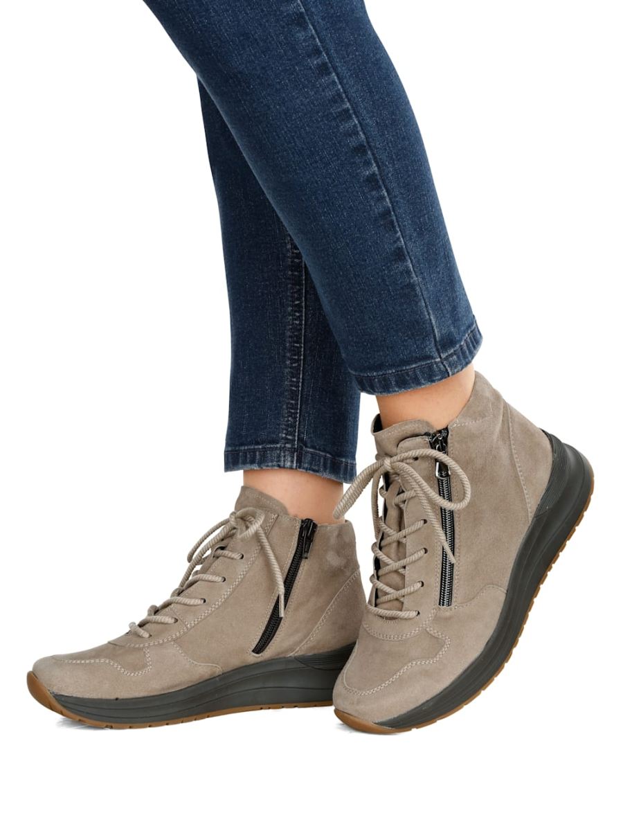 Vamos | Fur Damen Schnurstiefelette mit Shock-Absorber - Taupe