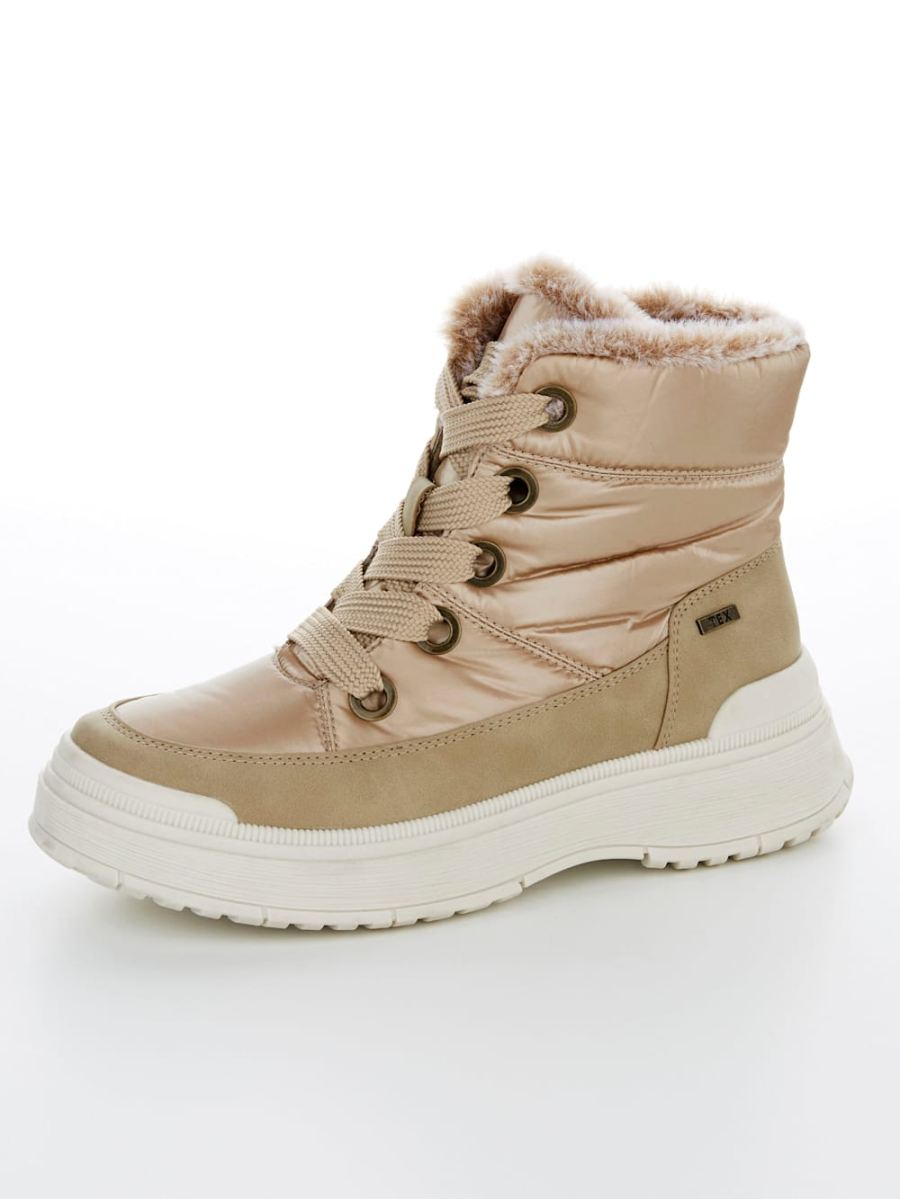 Vamos | Fur Damen Snowboot in Satinoptik - Taupe