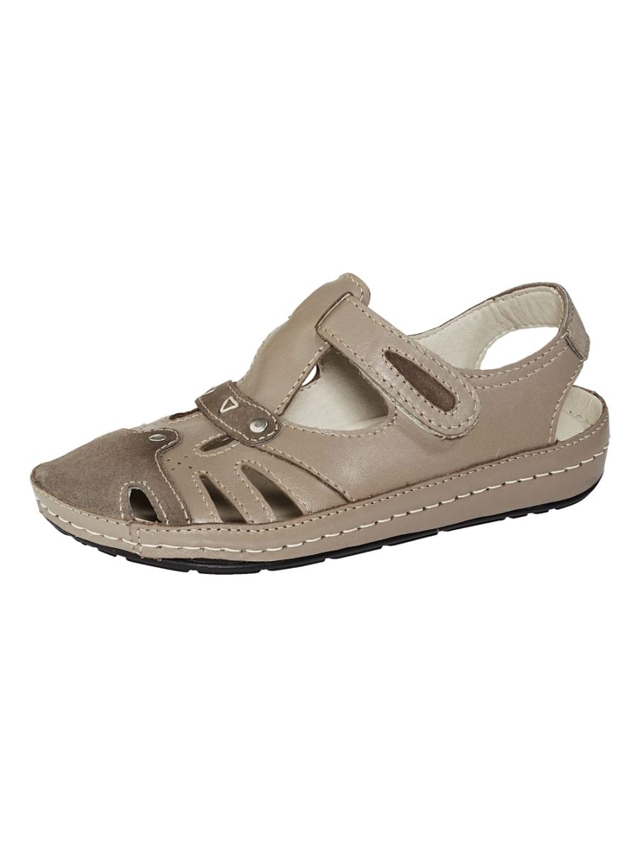 Vamos | Fur Damen Klettslipper in zweifarbiger Optik - Taupe