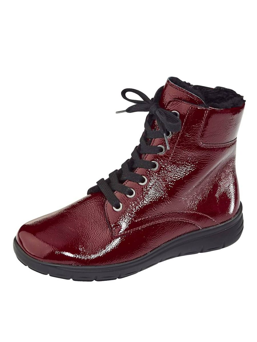 Vamos | Fur Damen Schnurstiefelette mit Shock-Absorber - Bordeaux